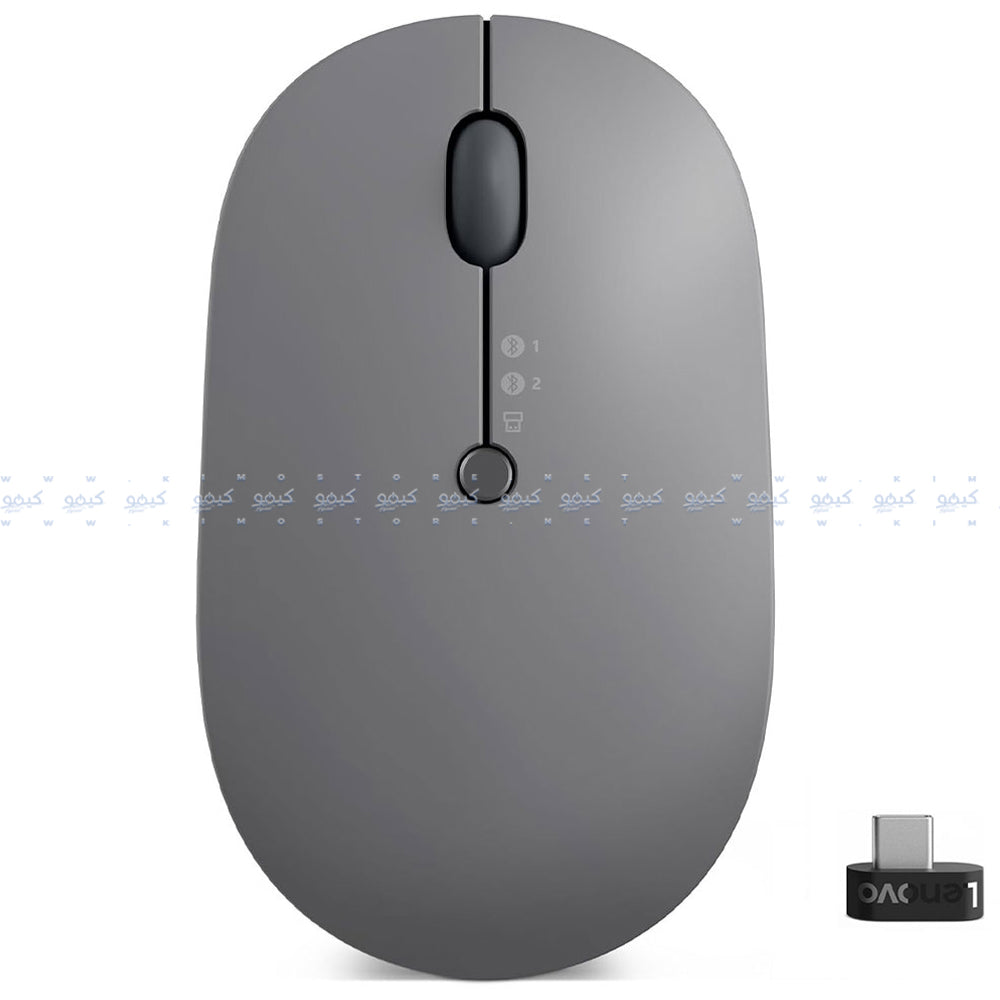 ماوس لينوفو لاسلكي 2400 نقطة فى البوصة Type-C Go - رمادي داكن 