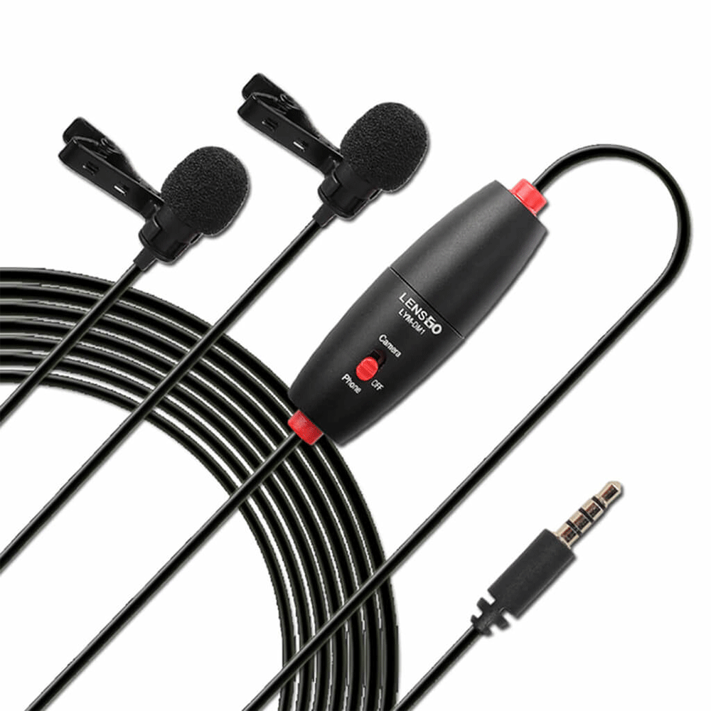 LensGo LYM-DMID Dual Lavalier Wired Microphone 6m