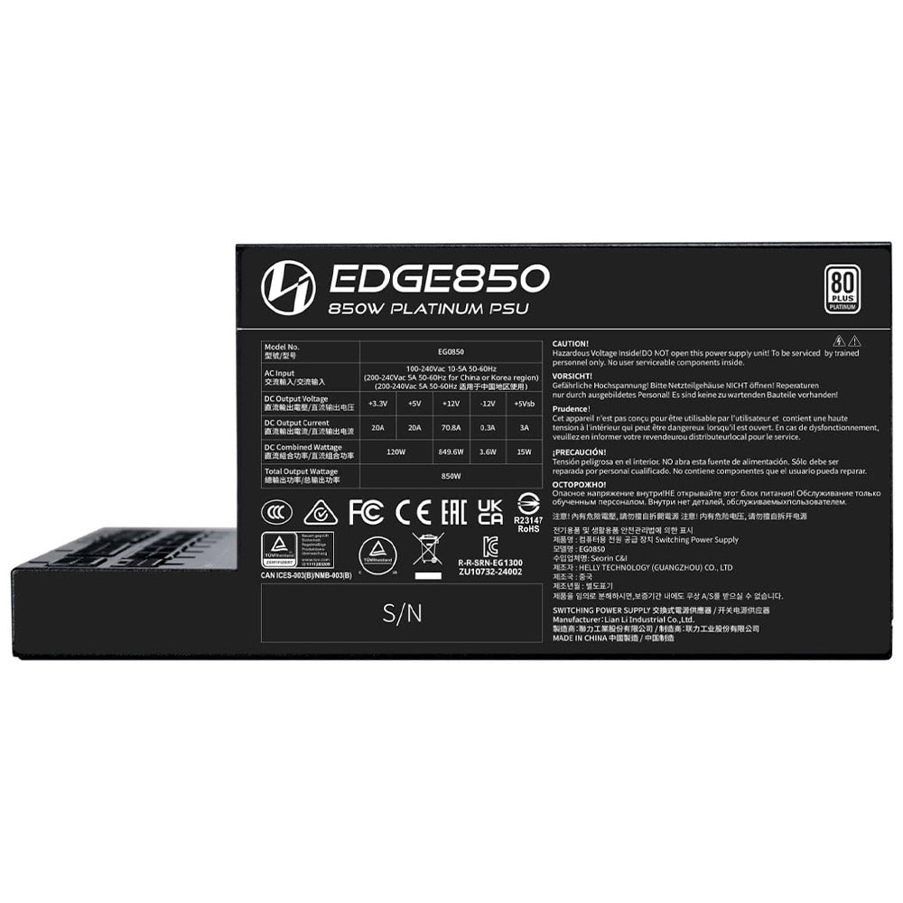 باور سبلاي ليان لي 80 بلس بلاتينيوم 850 وات Edge Full Modular - أسود