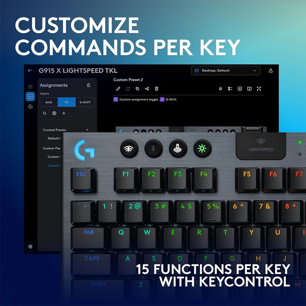 Logitech G915 X Lightspeed TKL Tactile Switch Bluetooth Wireless & Wired RGB Gaming Keyboard English 