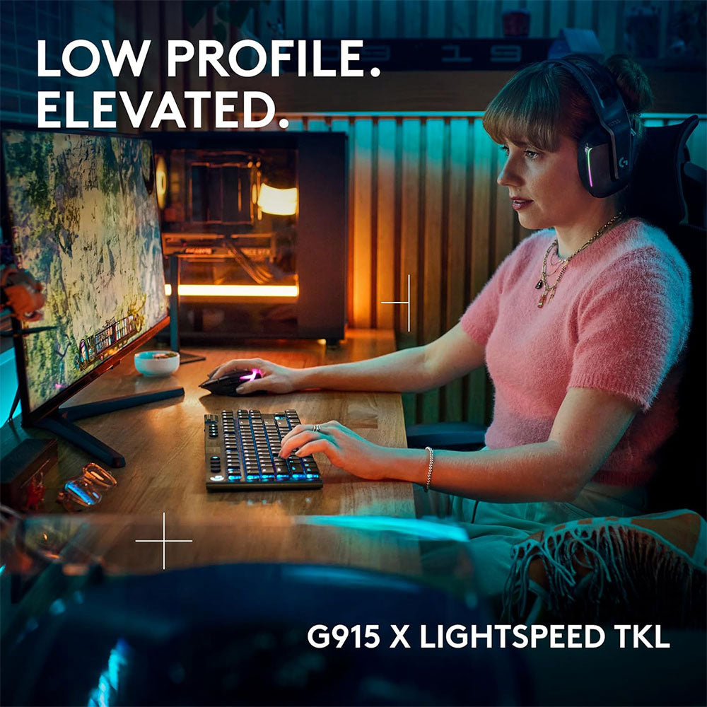 Logitech G915 X Lightspeed TKL Tactile Switch Bluetooth Wireless & Wired RGB Gaming Keyboard English - Black