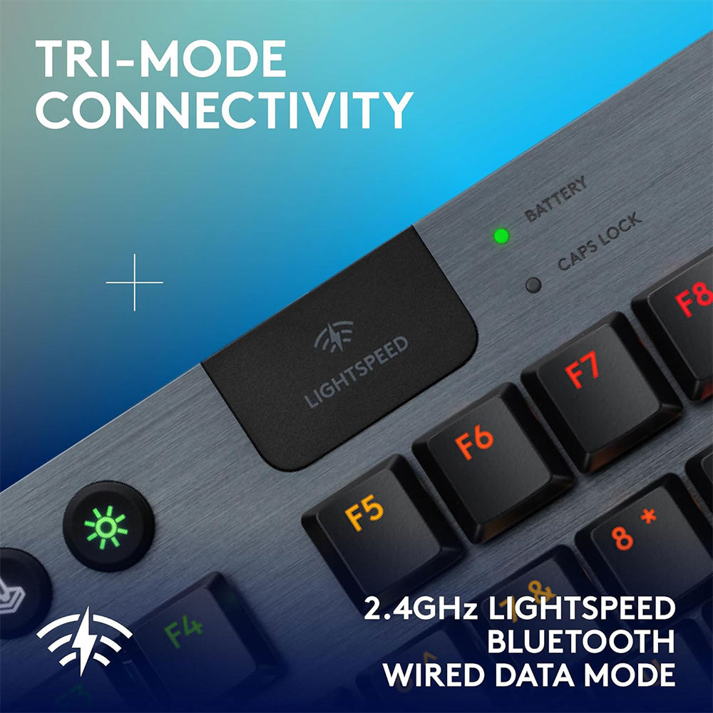 كيبورد لوجيتك سلكي و لاسلكي بلوتوث ثلاثي الوضع سويتش RGB TKL Tactile جيمنج إنجليزي  G915 X Lightspeed