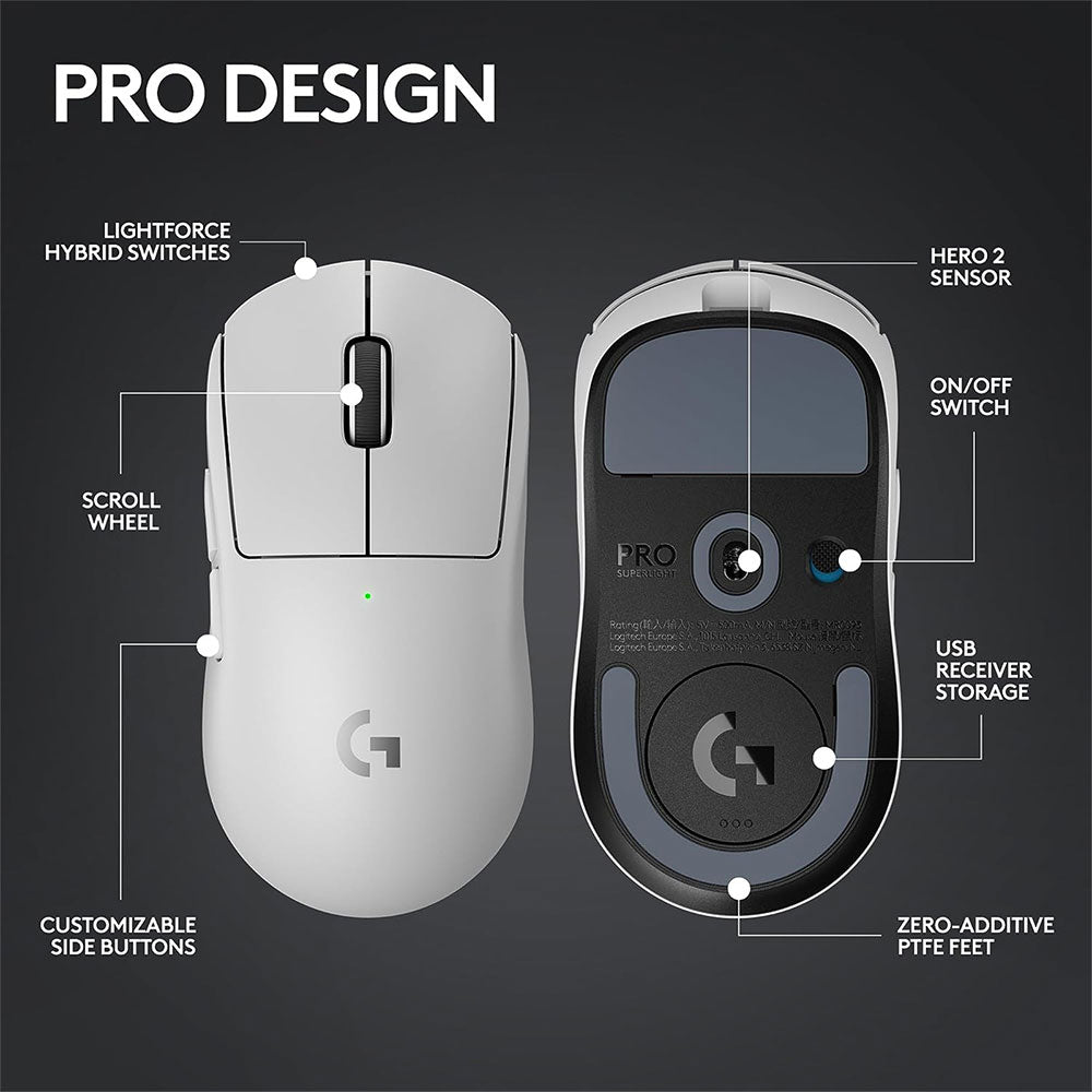 Logitech G PRO X Superlight 2 Lightspeed Wireless Gaming Mouse 44000Dpi