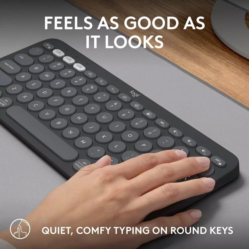 Logitech Pebble Keys 2 K380S Dual Mode Bluetooth Wireless Keyboard English & Arabic - Graphite