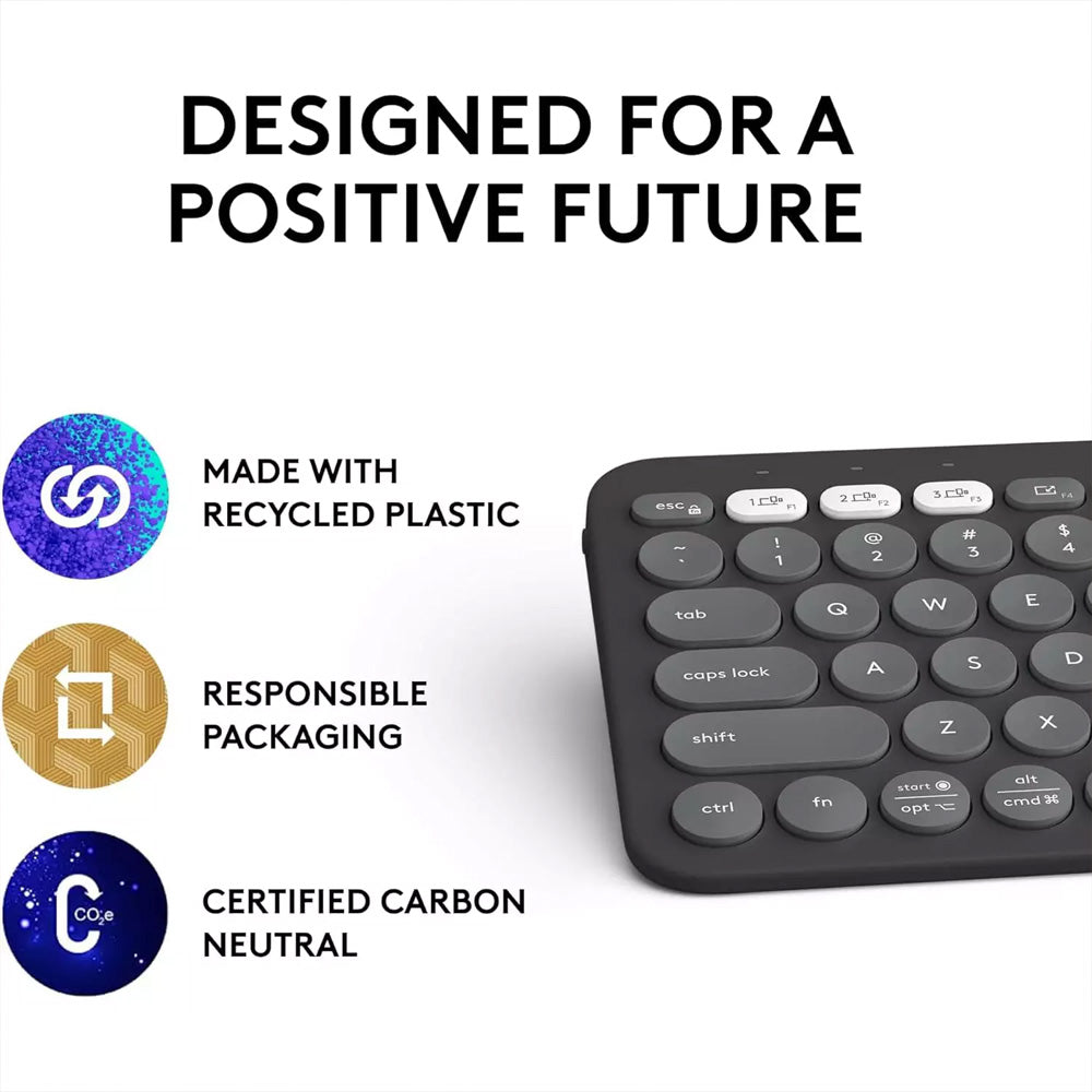 Logitech Pebble Keys 2 K380S Dual Mode Bluetooth Wireless Keyboard English & Arabic - Graphite