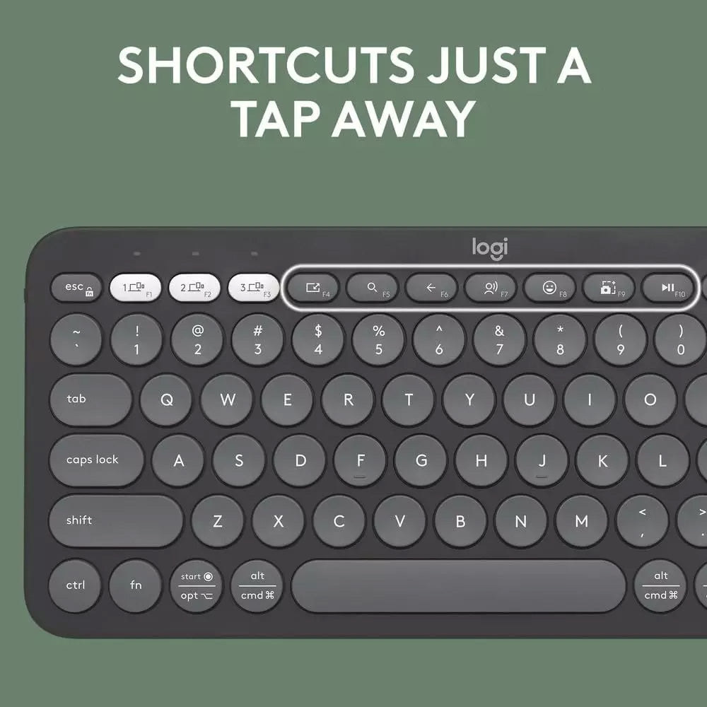 Logitech Pebble Keys 2 K380S Dual Mode Bluetooth Wireless Keyboard English & Arabic - Graphite