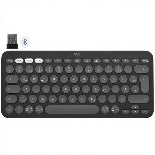 كيبورد لوجيتك لاسلكي بلوتوث ثنائي الوضع إنجليزي وعربي Pebble Keys 2 K380S - جرافيت