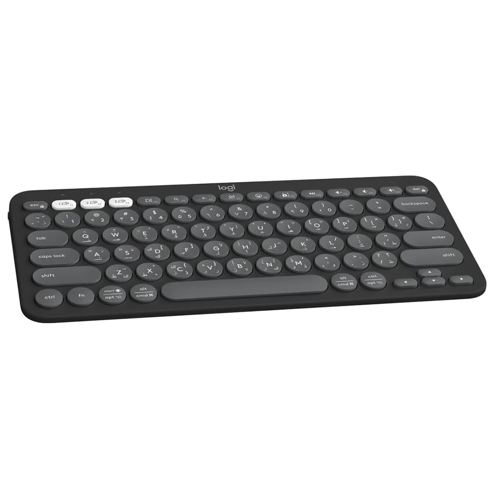 كيبورد لوجيتك لاسلكي بلوتوث ثنائي الوضع إنجليزي وعربي Pebble Keys 2 K380S - جرافيت