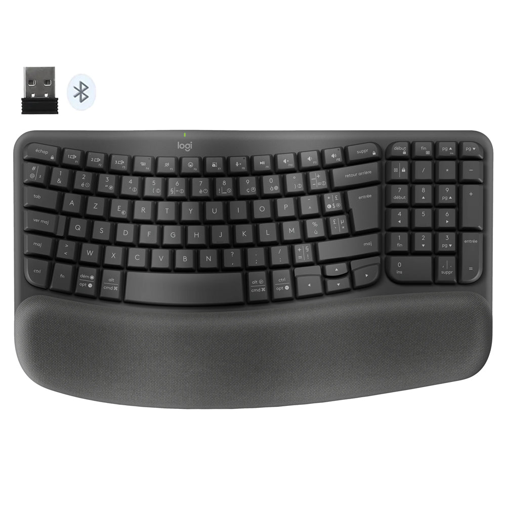 Logitech Wave Keys Ergonomic Dual Mode Bluetooth Wireless Keyboard English & Arabic - Graphite