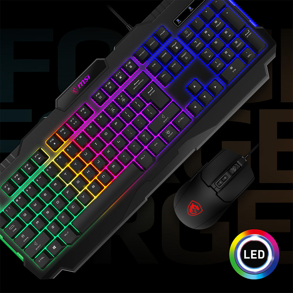 MSI Forge GK100 Wired RGB Gaming Keyboard + Mouse Combo English