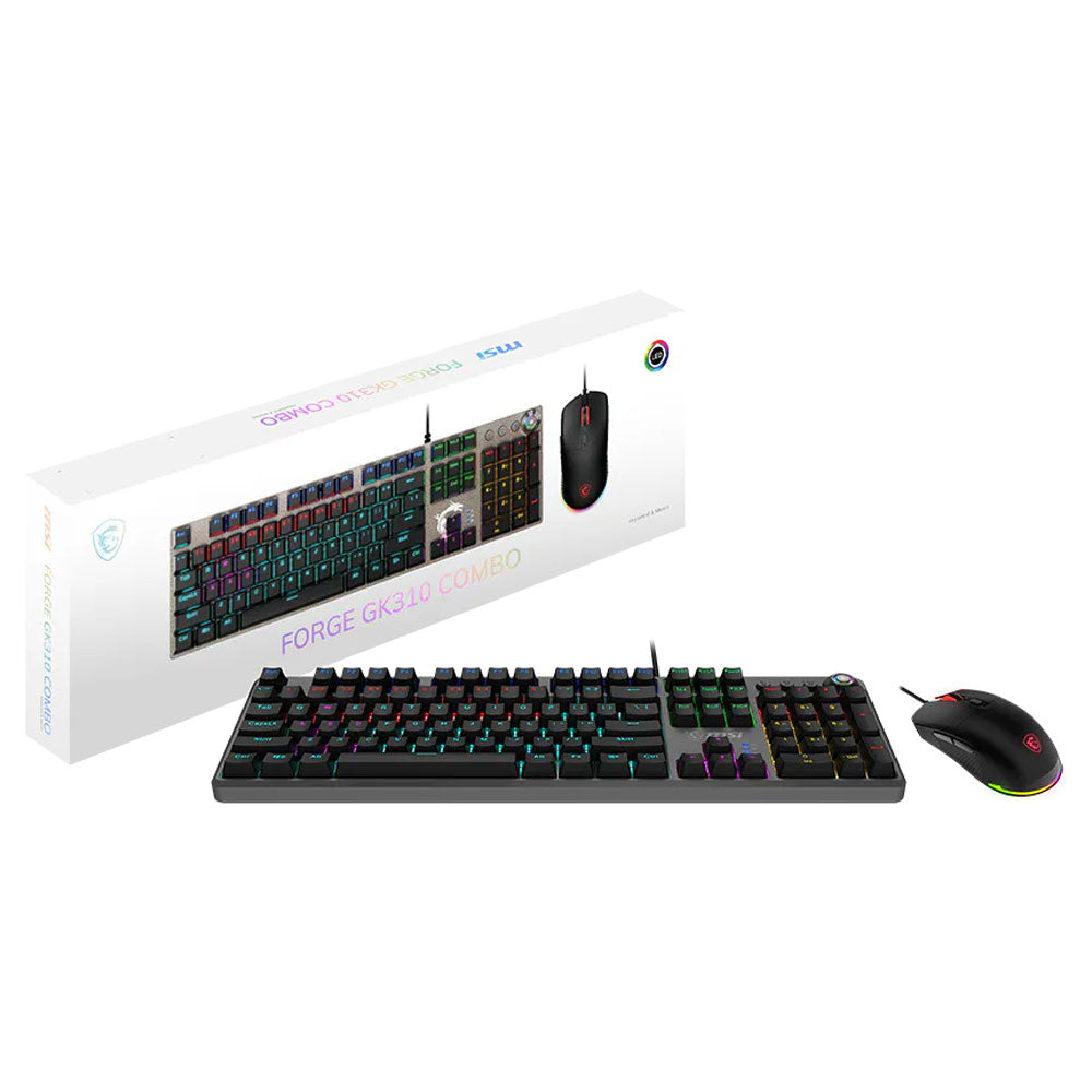 MSI Forge GK310 Red Switch Wired RGB Gaming Keyboard + Mouse Combo English