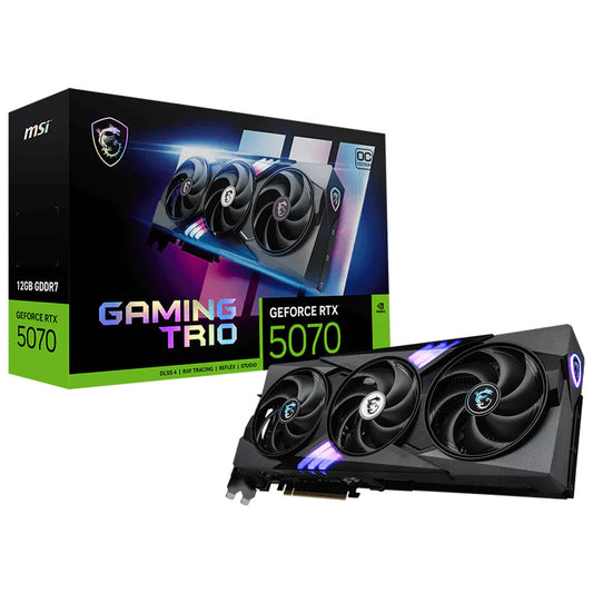 كارت شاشة ام اس اي GeForce RTX 5070 GAMING TRIO OC 12GB GDDR7 + باور سبلاي ام اس اي 80 بلس برونز 750 وات MAG A750BN PCIE5 (هدية)