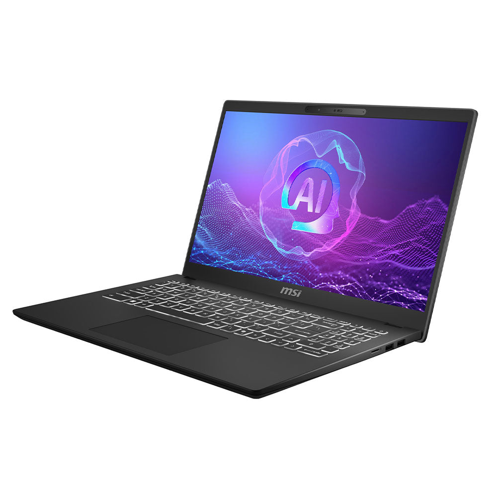 لاب توب ام اس اى Modern 15 H AI C2HMG-268EG (انتل كور Ultra 5 225H - رام 16 جيجابايت - هارد 512 جيجابايت M.2 NVMe - انتل Arc جرافيكس - شاشة 15.6 بوصة 60 هرتز FHD IPS - ويندوز 11) - اسود