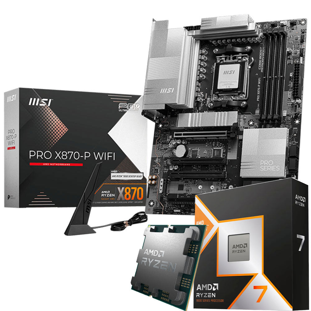 MSI PRO X870-P WIFI Motherboard AM5 + AMD Ryzen 7 9800X3D Processor AM5