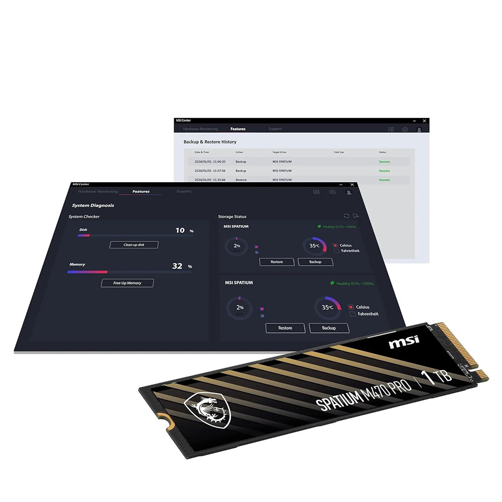 MSI SPATIUM M470 Pro 1TB NVMe PCIe 4.0 M.2 SSD