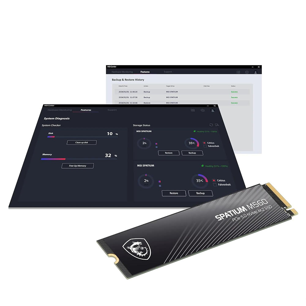 MSI SPATIUM M560 1TB NVMe PCIe 5.0 M.2 SSD