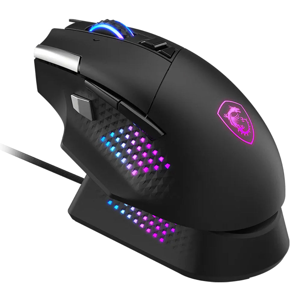 MSI Versa Pro Triple-Mode Rechargeable Bluetooth Wireless & Wired Gaming Mouse 26000DPI + Mouse Dock Pro