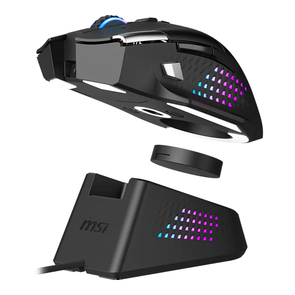 MSI Versa Pro Triple-Mode Rechargeable Bluetooth Wireless & Wired Gaming Mouse 26000DPI + Mouse Dock Pro