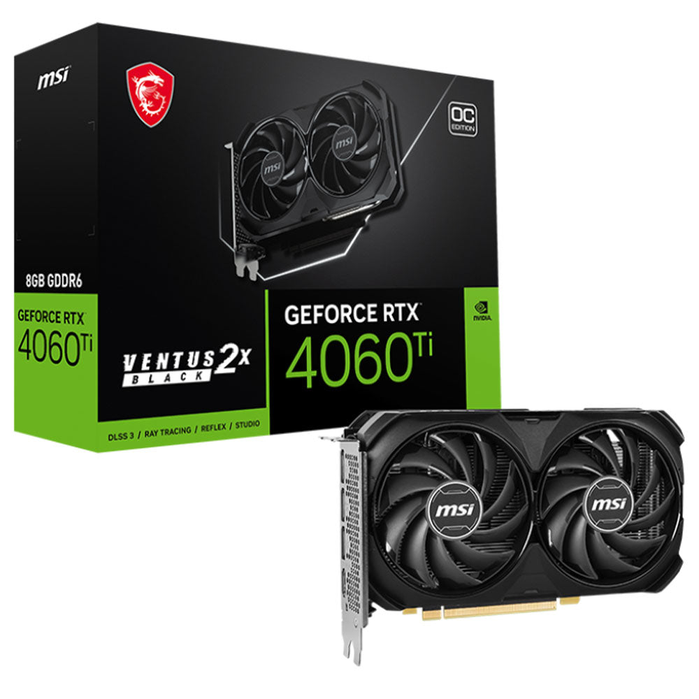 MSI GeForce RTX 4060 Ti VENTUS 2X BLACK OC 8G GDDR6 Graphics Card