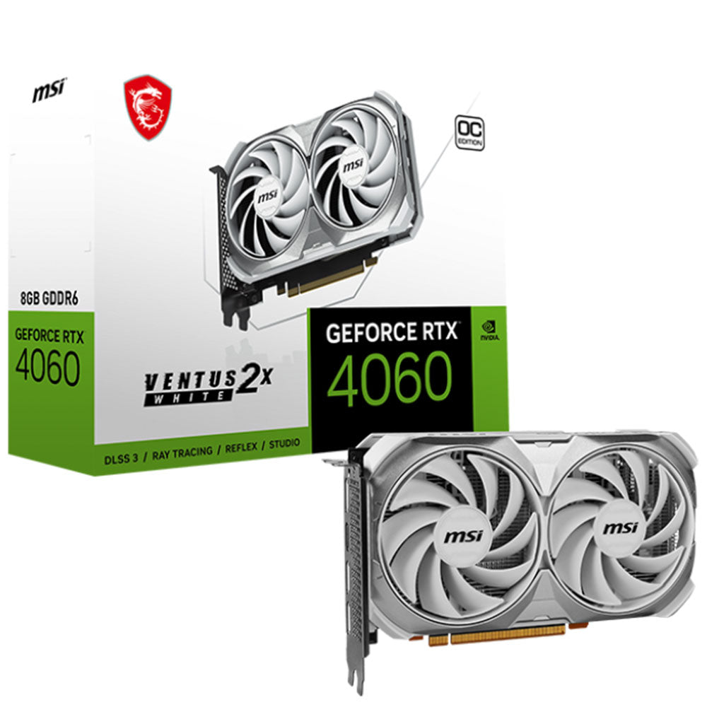 MSI GeForce RTX 4060 Ventus 2X WHITE OC 8GB GDDR6 Graphics Card