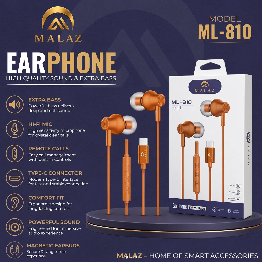 سماعة أذن ملاذ بمنفذ تايب سي ML-810