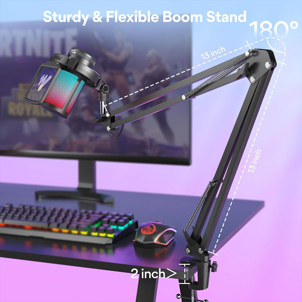 ميكروفون ماونو سلكي RGB جيمنج مع ذراع حامل DGM20S - أسود