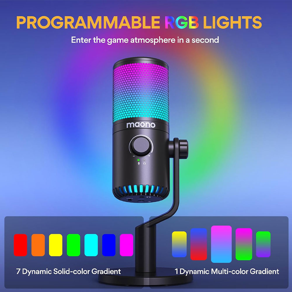 مجموعة ميكروفون ماونو سلكي RGB جيمينج USB بمكثف احترافي DM30RGB