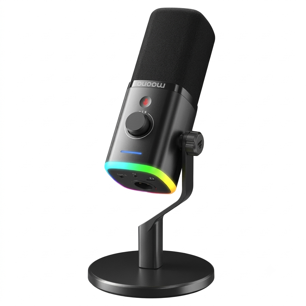 Maono PD100X Dynamic RGB Gaming Wired Microphone - Black