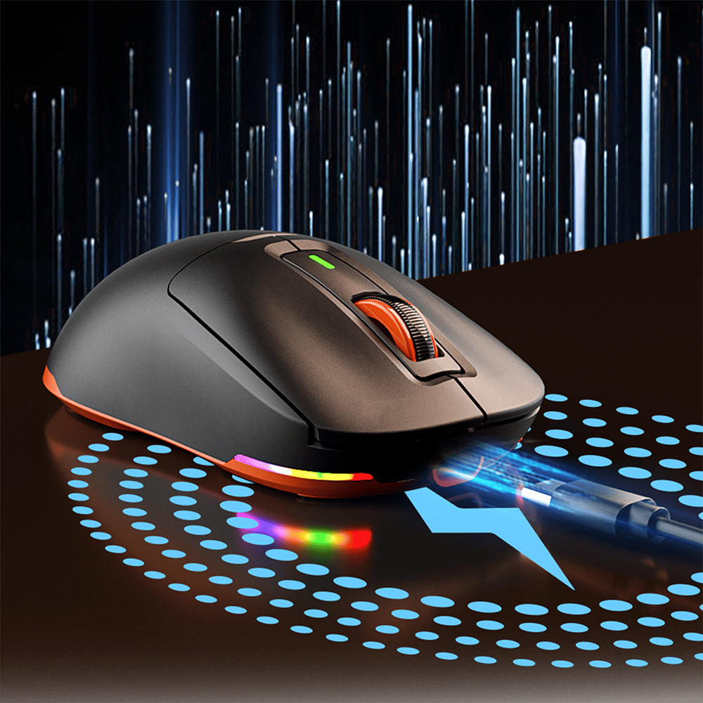ماوس ميشن لاسلكي و سلكي قابل للشحن ثلاثي الوضع RGB جيمنج 8000 نقطة فى البوصة Air GW24 - أسود 
