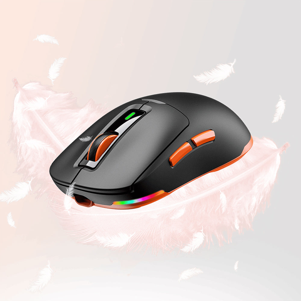 ماوس ميشن لاسلكي و سلكي بلوتوث قابل للشحن ثلاثي الوضع RGB جيمنج 8000 نقطة فى البوصة Air GW24 - أسود 