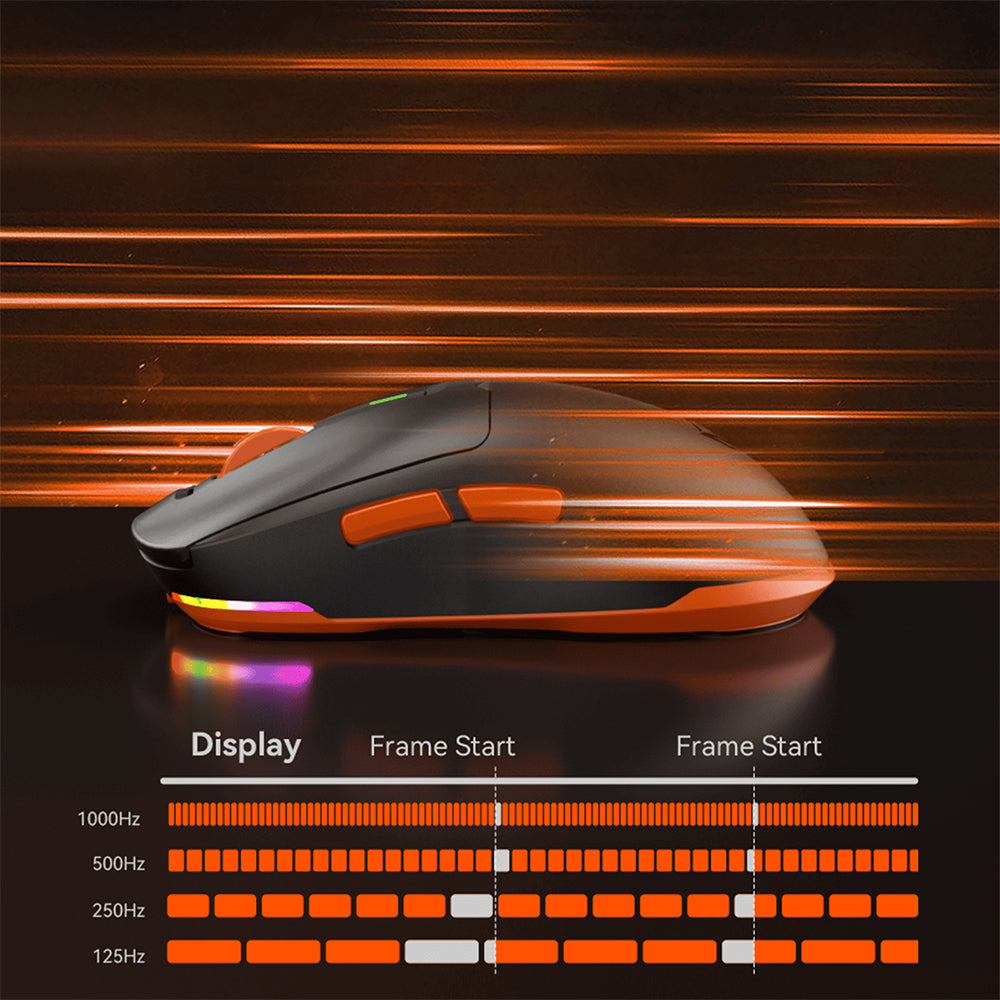 ماوس ميشن لاسلكي و سلكي بلوتوث قابل للشحن ثلاثي الوضع RGB جيمنج 8000 نقطة فى البوصة Air GW24 - أسود 