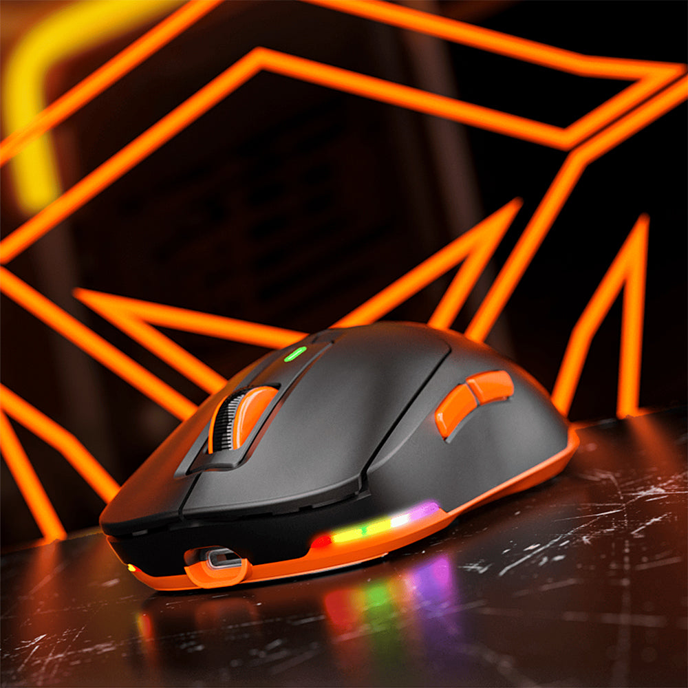 ماوس ميشن لاسلكي و سلكي بلوتوث قابل للشحن ثلاثي الوضع RGB جيمنج 8000 نقطة فى البوصة Air GW24 - أسود 