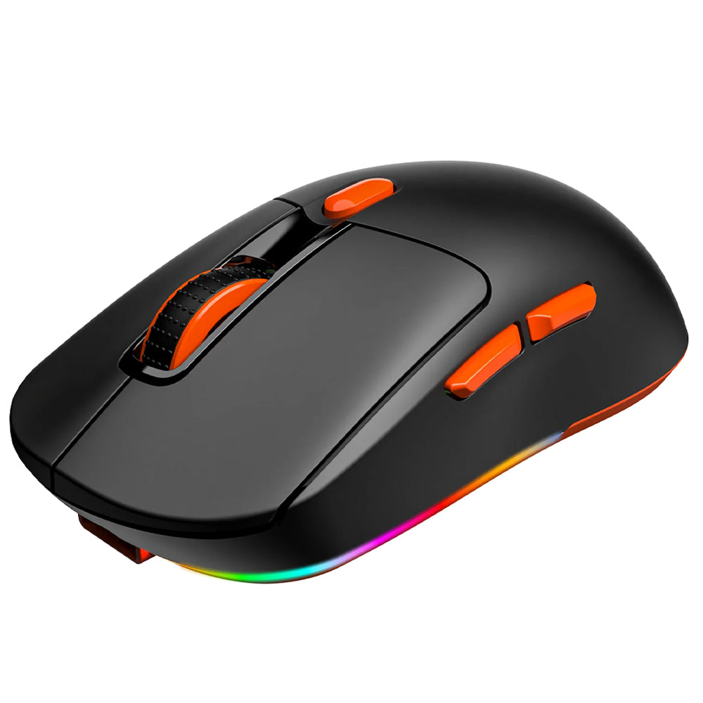 ماوس ميشن لاسلكي و سلكي بلوتوث ثلاثي الوضع قابل للشحن RGB جيمنج 8000 نقطة فى البوصة مع قاعدة شحن مغناطيسية Air GW38 - اسود