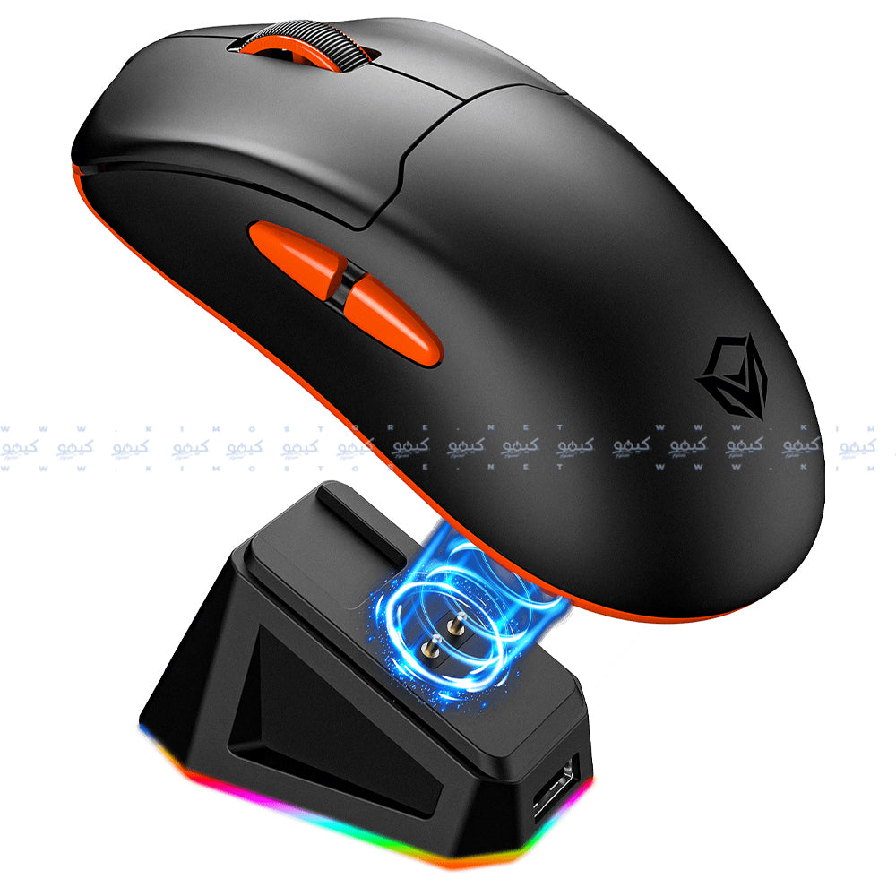 Meetion Air GW39 Bluetooth Wireless & Wired Mouse 2600DPI With RGB Magnetic Charging Dock - White