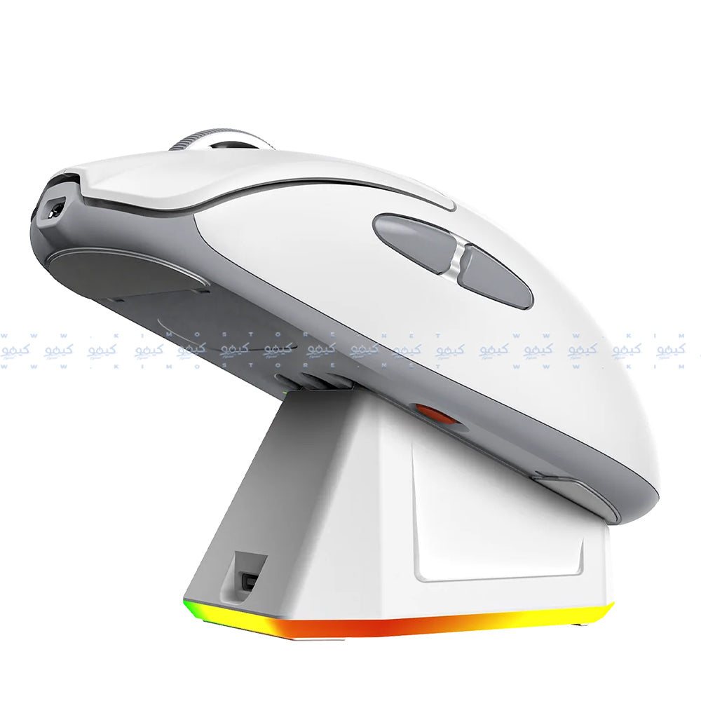 Meetion Air GW39 Triple-Mode Rechargeable Bluetooth Wireless & Wired Mouse 2600DPI With RGB Magnetic Charging Dock - White