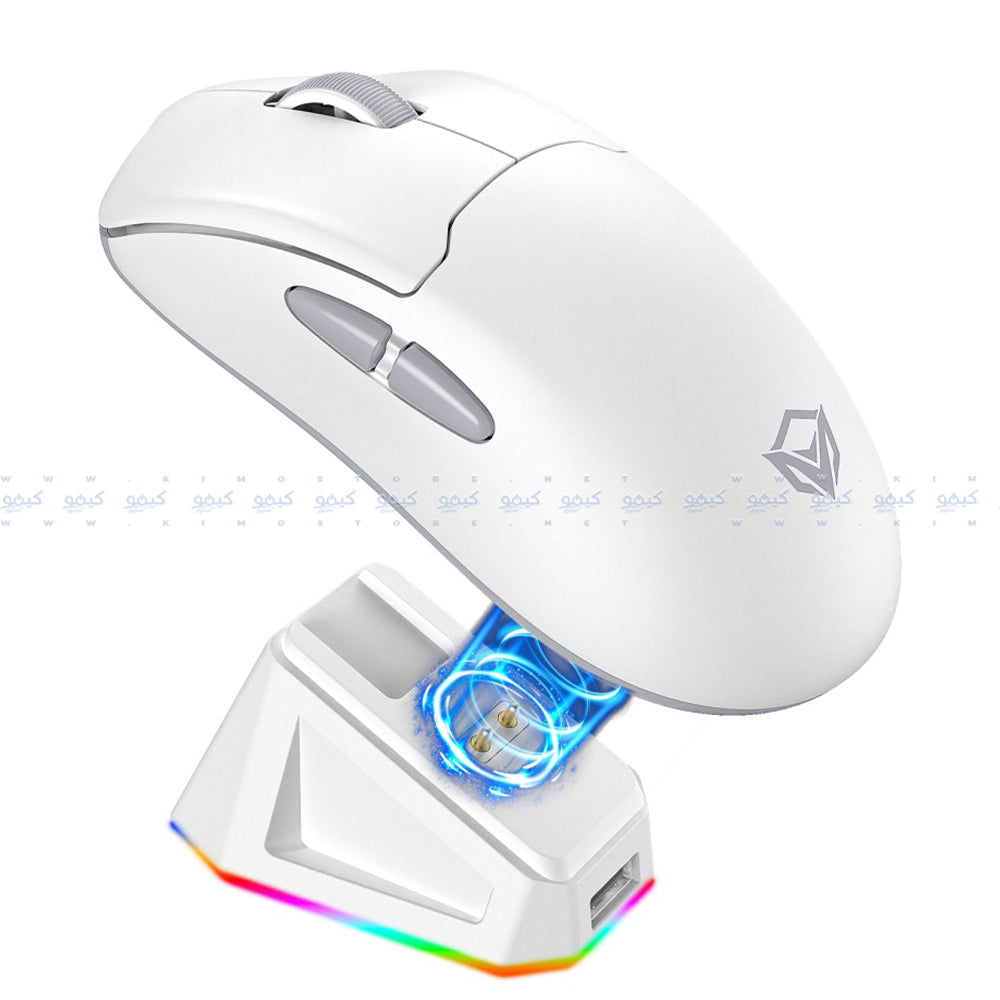 Meetion Air GW39 Triple-Mode Rechargeable Bluetooth Wireless & Wired Mouse 2600DPI With RGB Magnetic Charging Dock - White
