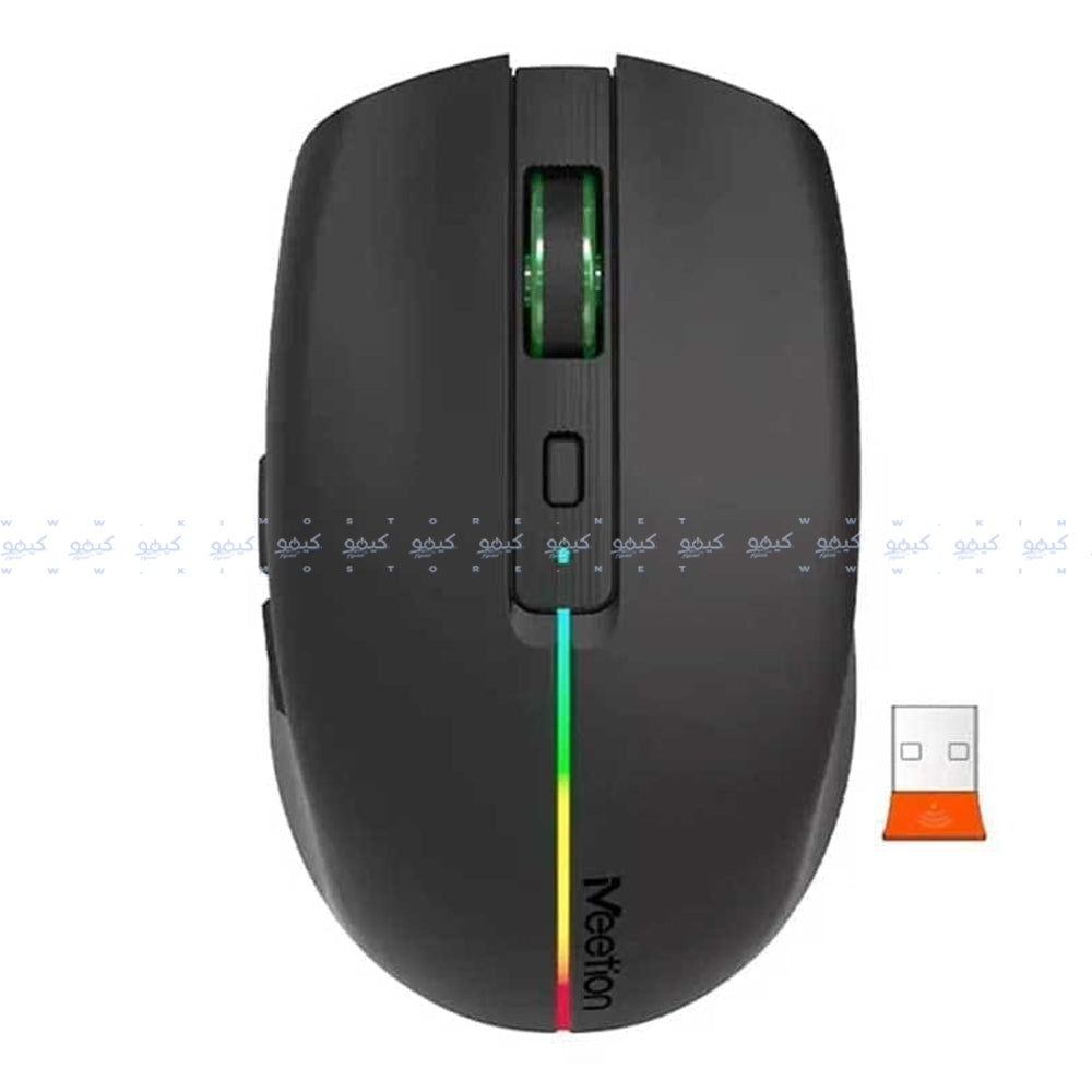 ماوس ميشن لاسلكي بلوتوث RGB قابل للشحن ثنائي الوضع جيمنج 1600 نقطة فى البوصة BTM002 - أسود
