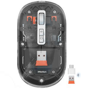 ماوس ميشن لاسلكي بلوتوث ثنائي الوضع قابل للشحن 2400 نقطة في البوصة BTM005 - اسود شفاف