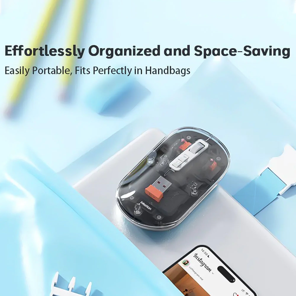 ماوس ميشن لاسلكي بلوتوث قابل للشحن 2400 نقطة في البوصة BTM005 - اسود شفاف