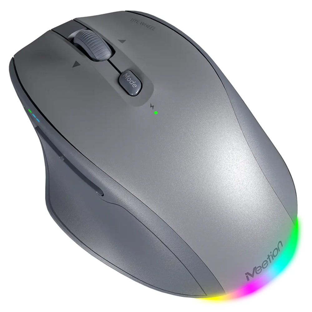 ماوس ميشن لاسلكي بلوتوث ثنائي الوضع قابل للشحن RGB جيمنج 2400 نقطة في البوصة BTM007 - رمادي 