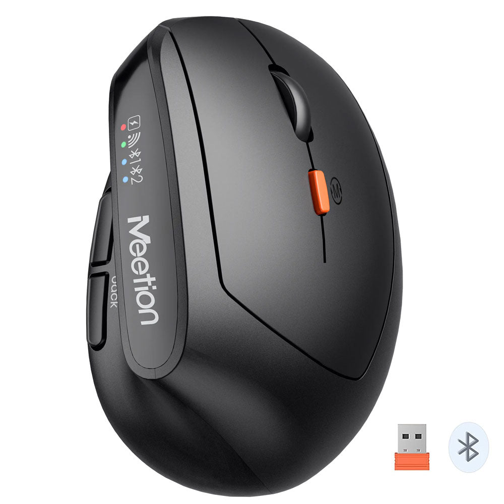 Meetion BTM008 Dual Mode Rechargeable Bluetooth Wireless Mouse 2400DPI - Black