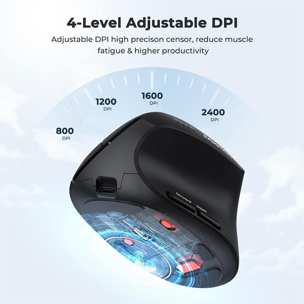 Meetion BTM008 Dual Mode Rechargeable Bluetooth Wireless Mouse 2400DPI - Black