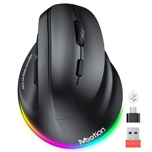 ماوس ميشن لاسلكي و سلكي بلوتوث ثلاثي الوضع قابل للشحن RGB جيمنج 2400 نقطة في البوصة لليد اليمنى BTM010R
