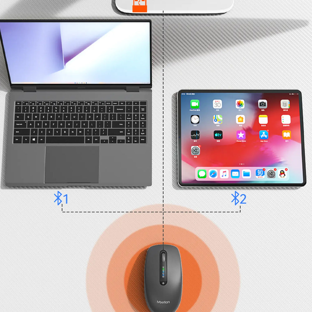 ماوس ميشن لاسلكي بلوتوث ثنائي الوضع قابل للشحن 3200 نقطة في البوصة 