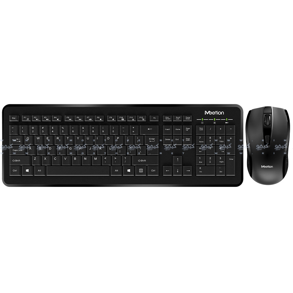 Meetion C4120 Little Wireless Keyboard + Mouse Combo English & Arabic - Black