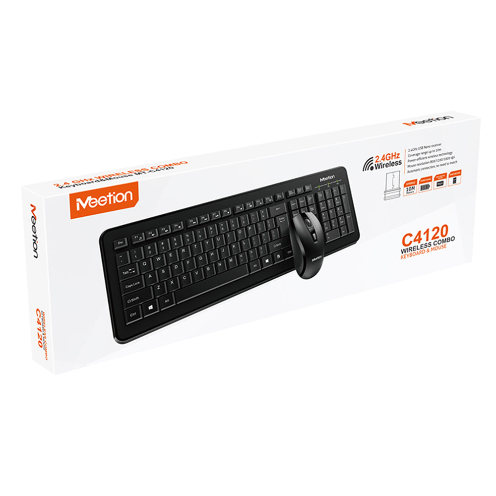 Meetion C4120 Little Wireless Keyboard + Mouse Combo English & Arabic - Black