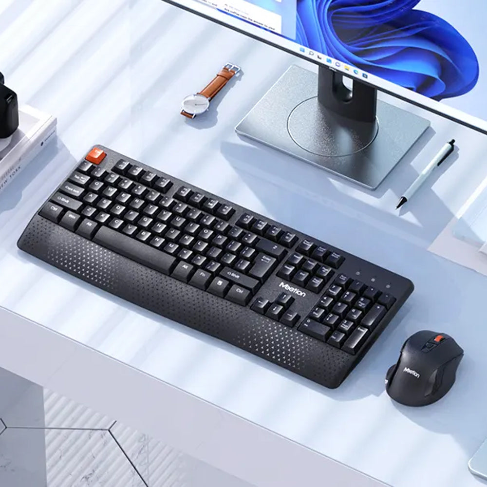 Meetion C4130 Wireless Keyboard + Mouse Combo English & Arabic - Black