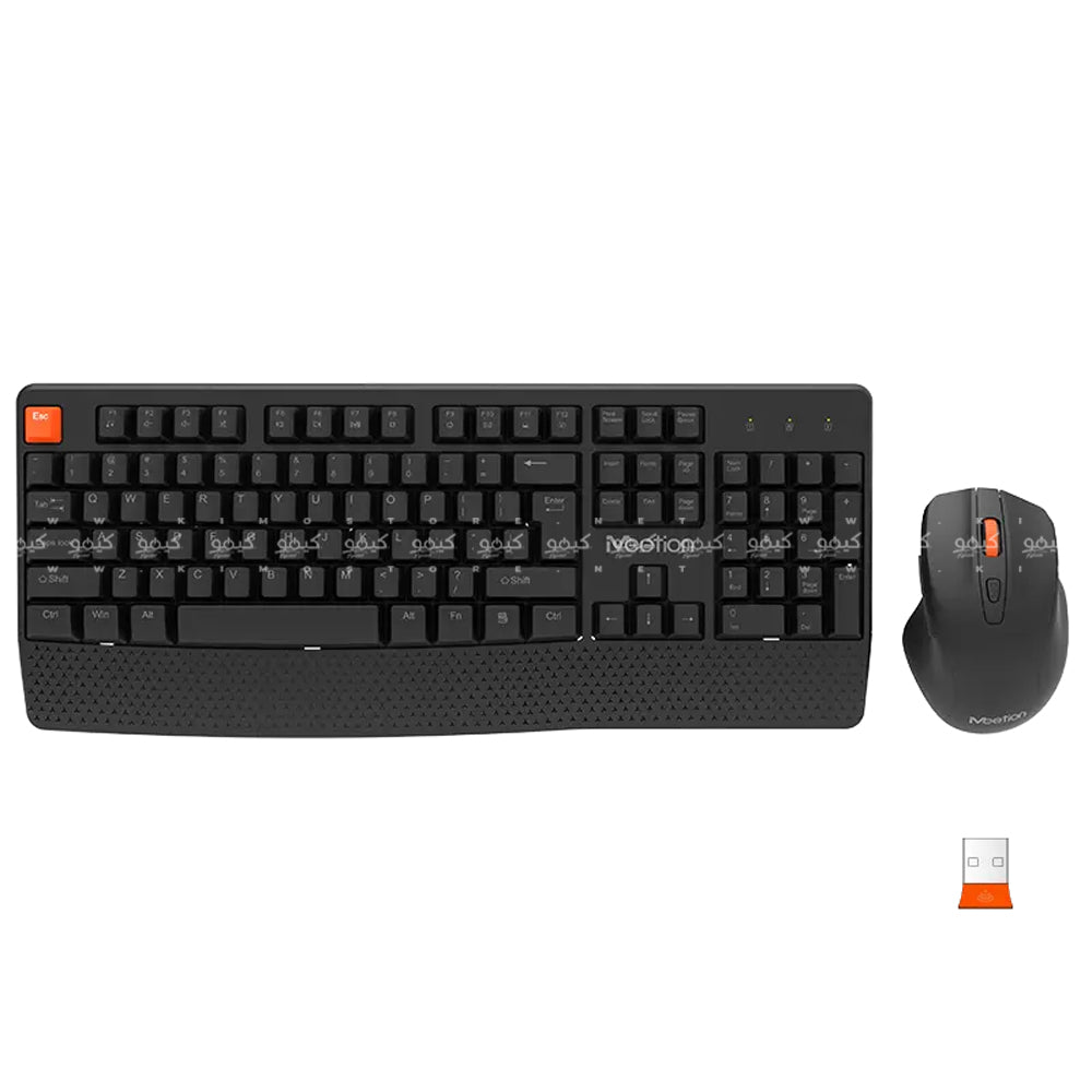Meetion C4130 Wireless Keyboard + Mouse Combo English & Arabic - Black