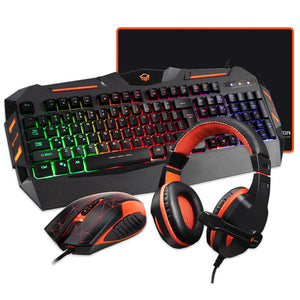 كيبورد + ماوس + ماوس باد + سماعة رأس ميشن سلكي RGB جيمنج كومبو 4 في 1 إنجليزي وعربي C500