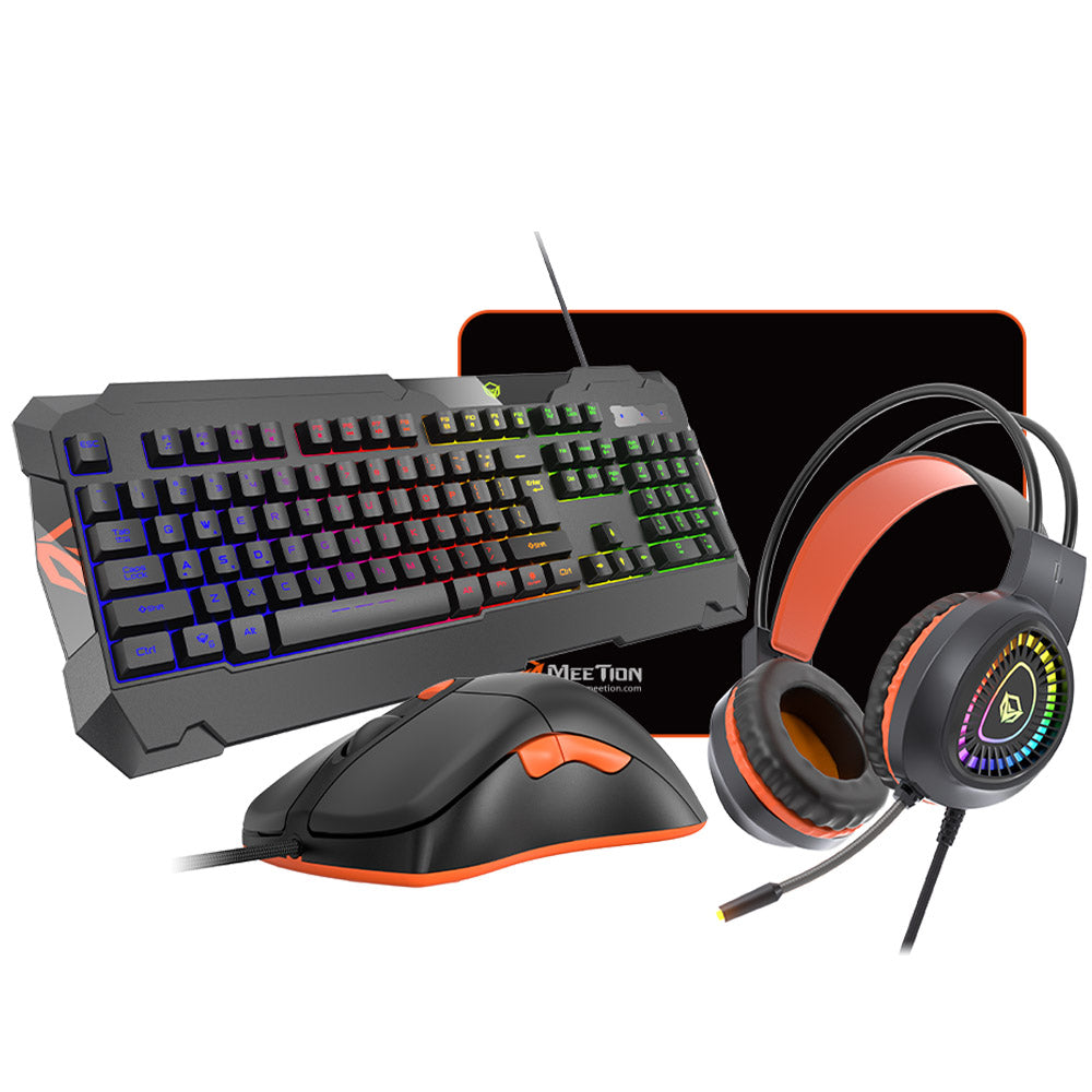 Meetion C505 4In1 Wired Rainbow Gaming Keyboard + Mouse + Mouse Pad + Headset Combo English & Arabic